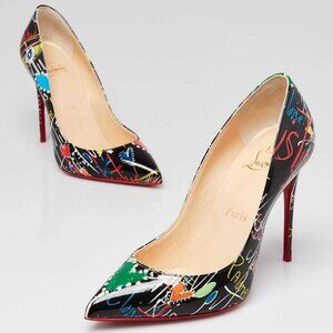 Christian Louboutin Patent Leather Loubitag Pigalle Follies 100 Pumps 425-050825